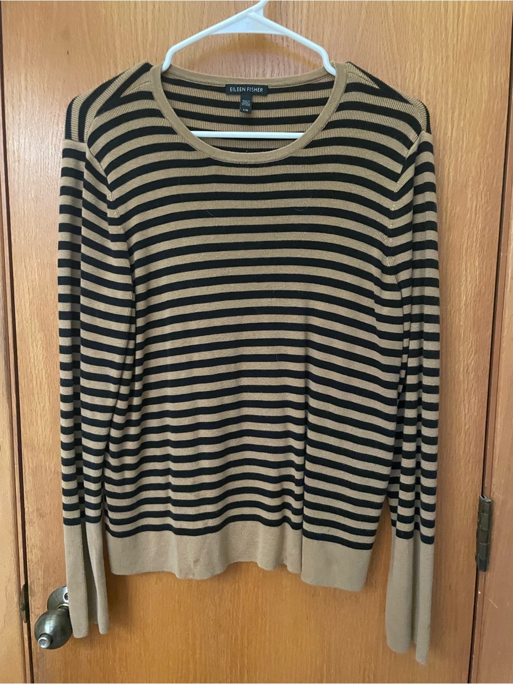Eileen Fisher Striped Longsleeve Women’s Sweater - Black and Brown - size L